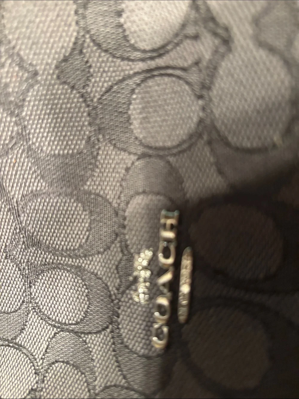 Coach Gray Signature Jacquard Shoulder Bag with Black Trim